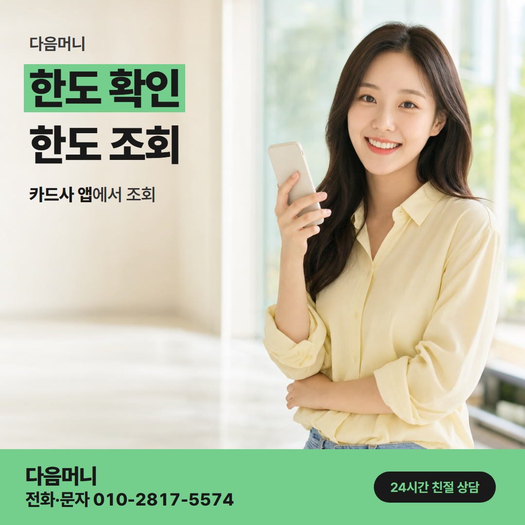 다음머니 우리카드현금화 승인 전에 조회해 둔 남은 한도